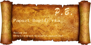 Papszt Boglárka névjegykártya